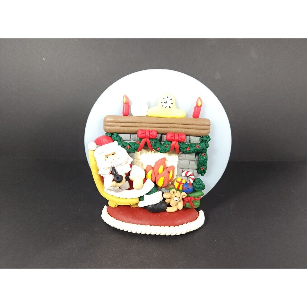 Christmas tea light Candle Holder‎ Santa Fireplace Scene Papel Giftware
